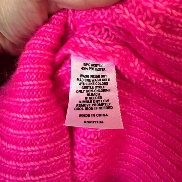 Crown & Ivy Women's Electric Pink Cable Knit Sweater Size Medium - Picture 6 of 6